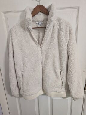 Athleta Tugga II Womens Jacket Sherpa Fleece Full Zip Ivory Cream Size Medium